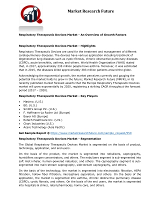 Respiratory therapeutic devices market 2019