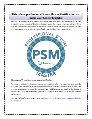 This is how professional Scrum Master Certification can make your Career brighter