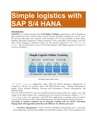 Simple logistics with SAP S/4 HANA