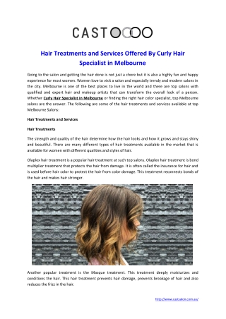 Hair Treatments and Services Offered By Curly Hair Specialist in Melbourne