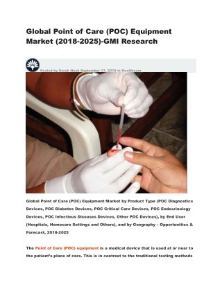 Global Point of Care (POC) Equipment Market (2018-2025)-GMI Research