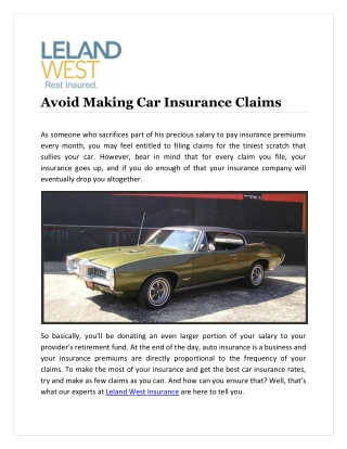 Avoid Making Car Insurance Claims