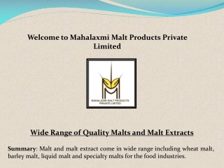 Malt extract liquid in India, Malt Based Food