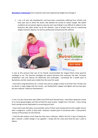 Nutratimes Garcinia Testimonials