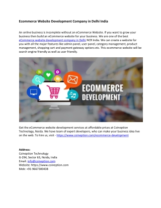 Ecommerce Website Development Company in Delhi India