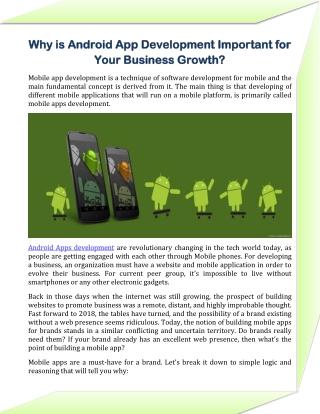 Why is Android App Development Important for Your Business Growth?