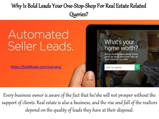 Why Is Bold Leads Your One-Stop-Shop For Real Estate Related Queries?