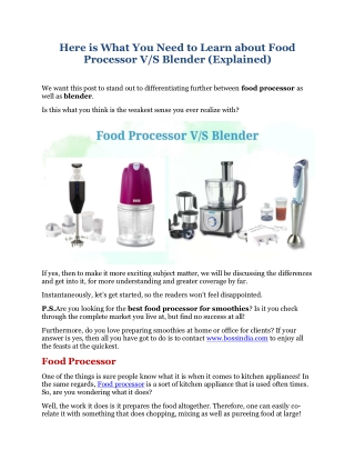 learn about food processor vs blender full explained