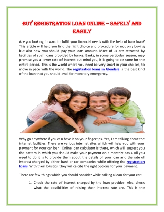 Buy Registration Loan Online – Safely and Easily