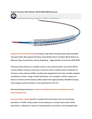 Global Coronary Stent Market (2018-2025)-GMI Research