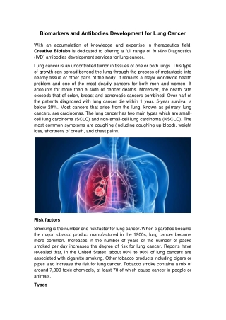 Biomarkers and Antibodies Development for Lung Cancer