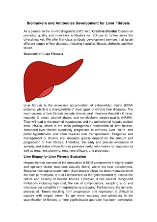 Biomarkers and Antibodies Development for Liver Fibrosis
