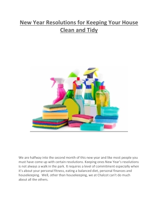 New Year Resolutions for Keeping Your House Clean and Tidy