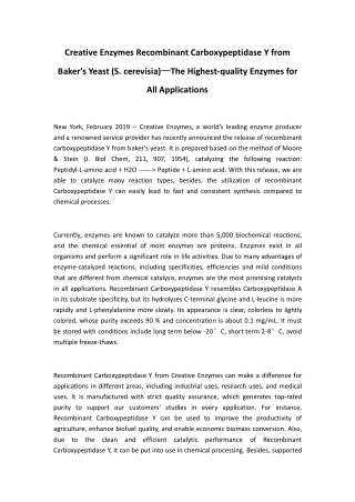 Recombinant Carboxypeptidase Y