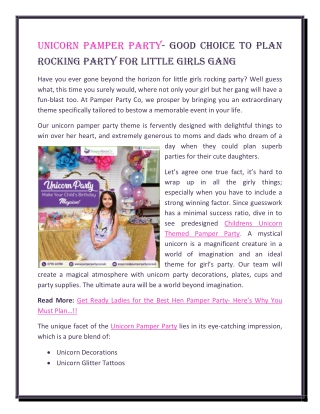 Pamper PartyCo- Good Choice to Plan Rocking Party for Little Girls Gang