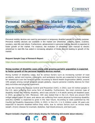 Personal Mobility Devices Market Benefit and Volume 2018 with Status and Prospect to 2026