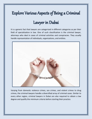 Explore Various Aspects of Being a Criminal Lawyer in Dubai