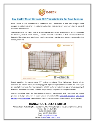 Buy Quality Mesh Wire and PET Products Online For Your Business