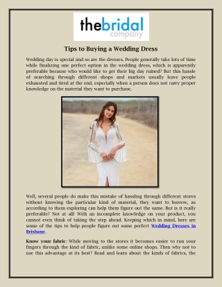 Tips to Buying a Wedding Dress