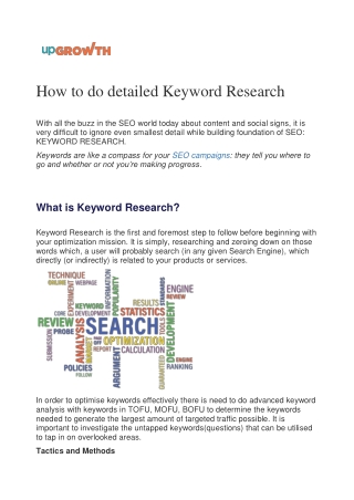 How to do detailed Keyword Research
