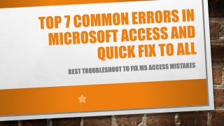 Top 7 Common Errors in Microsoft Access and Quick Fix to All