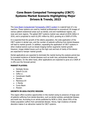 Comprehensive Research On Cone Beam Computed Tomography Market 2023