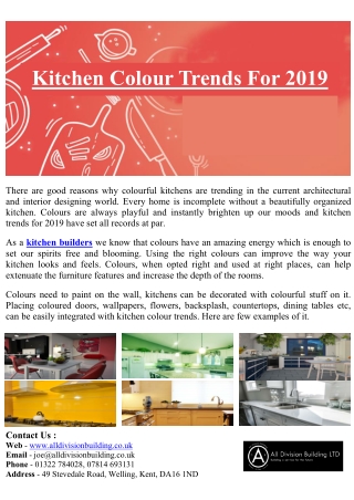 Kitchen colour trends for 2019