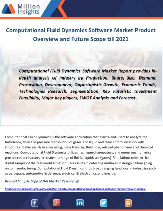 Computational Fluid Dynamics Software Market Product Overview and Future Scope till 2021