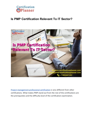 Is PMP Certification Relevant To IT Sector?