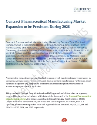 Contract Pharmaceutical Manufacturing Market Size, Share, Outlook, and Opportunity Analysis, 2018-2026