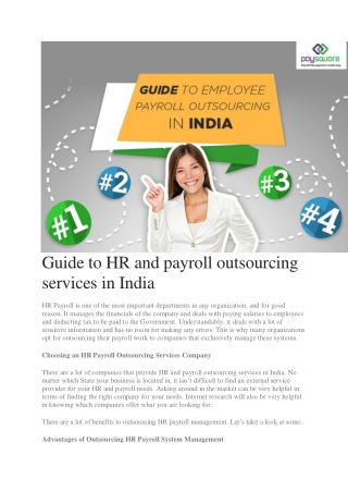 Guide to HR and payroll outsourcing services in India