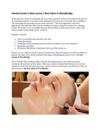 Herbal Facials in New Jersey, Best Salon in Woodbridge