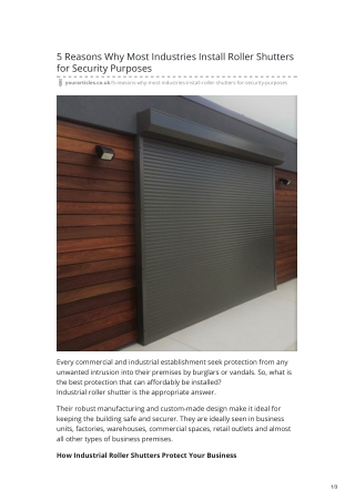 5 Reasons Why Most Industries Install Roller Shutters for Security Purposes