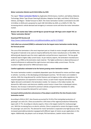 Motor Lamination Market worth $18.6 billion by 2025