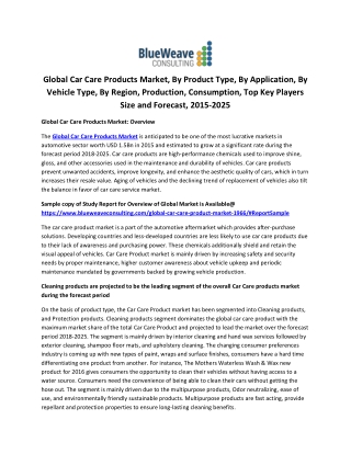Global Car Care Product Market, by Product Type, by Application, by Vehicle Type, by Region, Growth Potential, Competiti