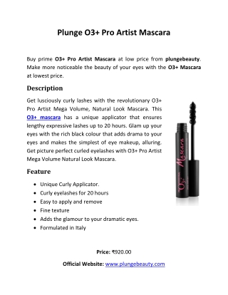 Plunge O3 Pro Artist Mascara