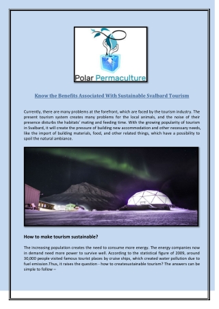 Know the Benefits Associated With Sustainable Svalbard Tourism