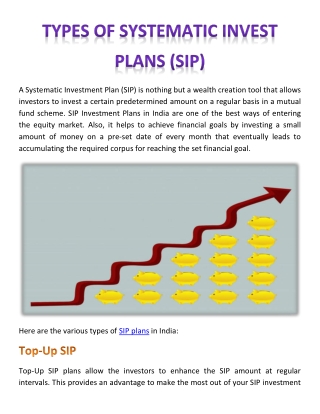 TYPES OF SYSTEMATIC INVEST PLANS (SIP)