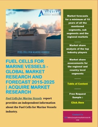 Fuel Cells for Marine Vessels - Global Market Research and Forecast 2015-2025