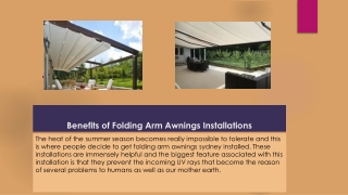 Benefits of Folding Arm Awnings Installations
