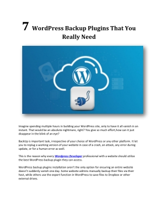 7 WordPress Backup Plugins That You Really Need