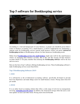 Top 5 software for Bookkeeping service