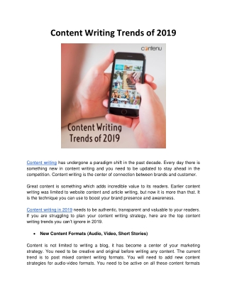 Content Writing Trends of 2019