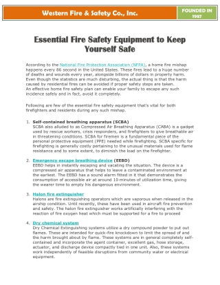 Essential Fire Safety Equipment to Keep Yourself Safe