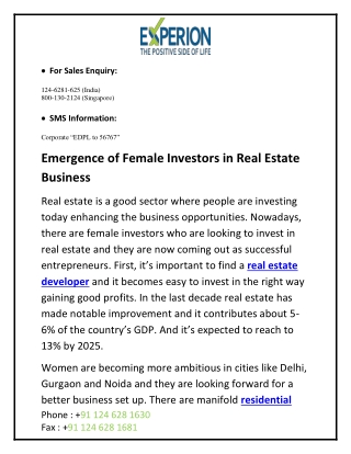 Emergence of Female Investors in Real Estate Business