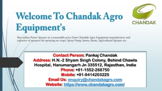 Best Agricultural Sprayer from Chandak Agro Equipment's