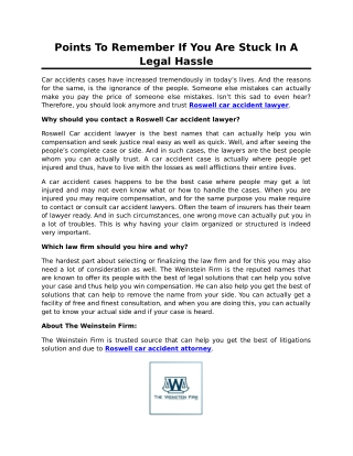 Points To Remember If You Are Stuck In A Legal Hassle