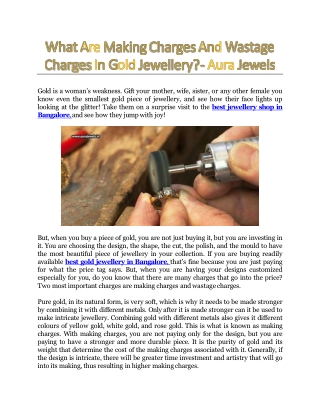 What Are Making Charges And Wastage Charges In Gold Jewellery? - Aura Jewels