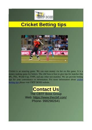 Cricket Betting Tips