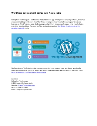 WordPress Development Company in Noida India